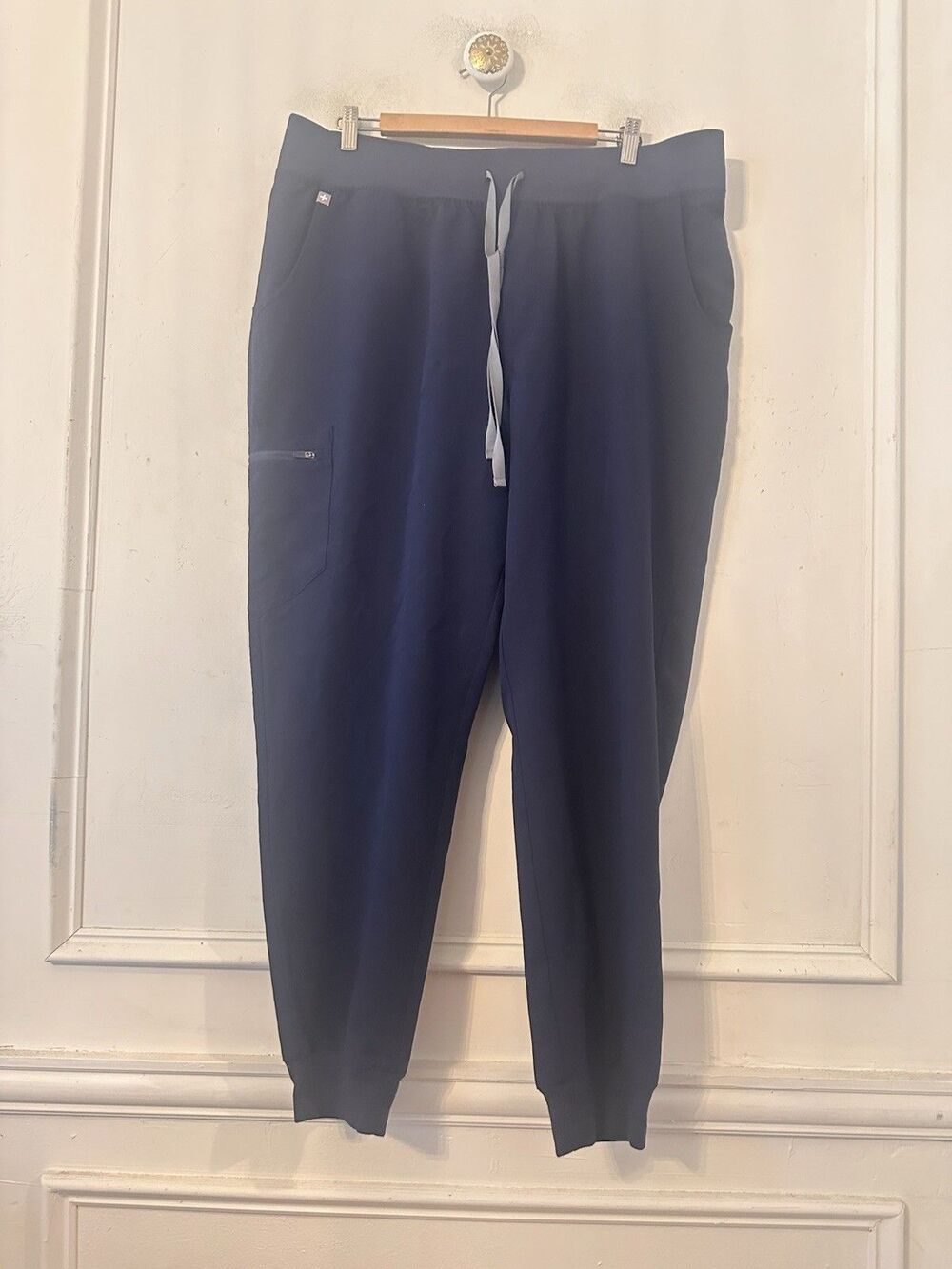 FIGS Women High Waist Zamora Yoga Jogger Scrub Pants Navy Blue 3XLT Back Pockets